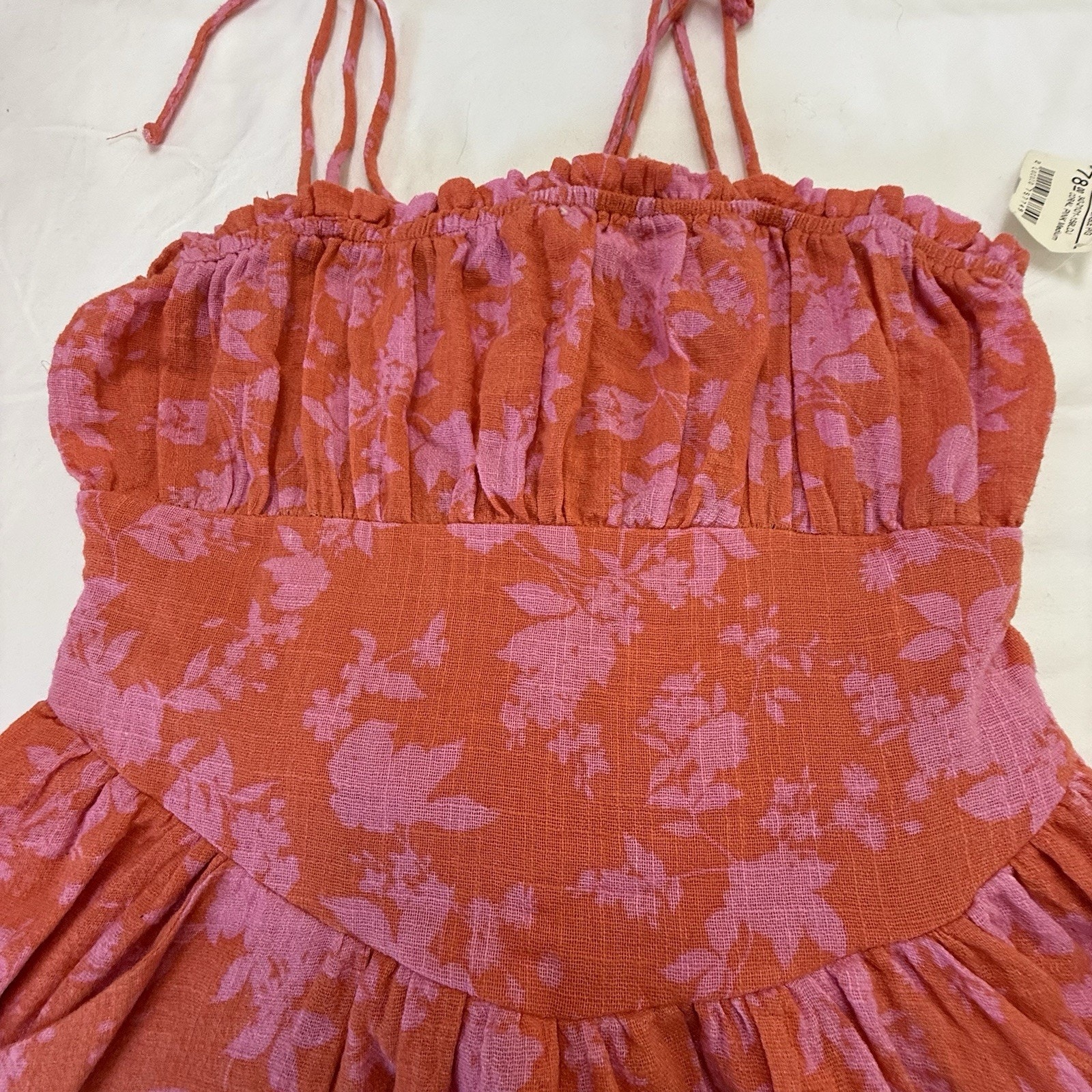 The Impeccable Pig Coral & Pink Floral Spaghetti Strap Sundress Coquette M Nwt — image 2 of 6
